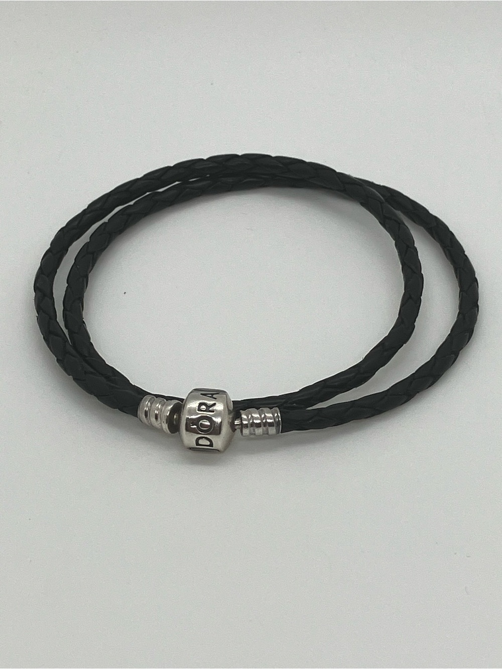 Pandora 925 ALE Black Braided Leather Wrap Bracelet | 16”